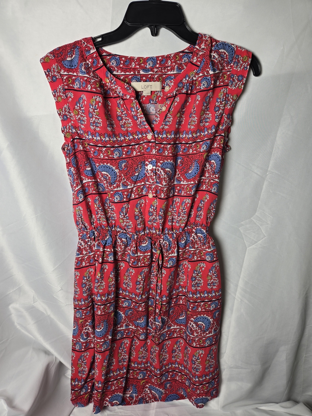 LOFT Red Paisley Sleeveless Mini Dress